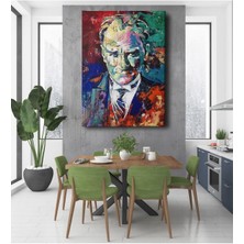 Limitless Design Dekor Ofisi Yağlı Boya Görünümlü Mustafa Kemal Atatürk Portresi Dekoratif Hd Baskı Kanvas Tablo