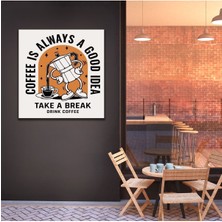 Limitless Design Dekoratif Kare Kanvas Duvar Tablosu Kahve Köşesi Drink Coffee