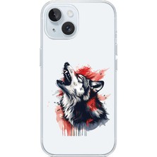 Zeyno Apple iPhone 15 Plus Uyumlu Uluyan Kurt Desenli Silikon Kılıf
