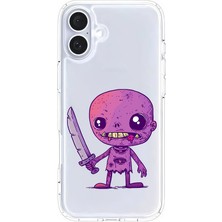 Zeyno Apple iPhone 16 Plus Uyumlu Mor Zombi Desenli Silikon Kılıf