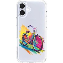 Zeyno Apple iPhone 16 Uyumlu Renkli Bisiklet Desenli Silikon Kılıf