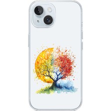 Zeyno Apple iPhone 14 Plus Uyumlu Renkli Ağaç Desenli Silikon Kılıf