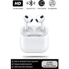 3. Nesil Ios Android Uyumlu Bluetooth Kulaklık Premium Özel Seri Kulak Içi Kablosuz Kulaklık Blututlu ve Airpod 3 Pro Apple Nry