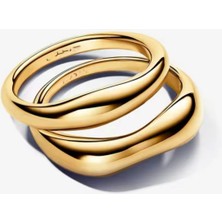 Lines Bijuteri Doğal Şekilli Ikili Gold Yüzükler