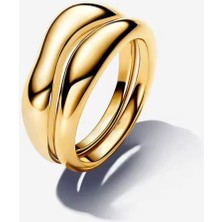 Lines Bijuteri Doğal Şekilli Ikili Gold Yüzükler
