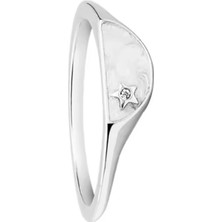 Lines Bijuteri 925 Ayar Gümüş Renk Iki Yarı Parçalı Mine Mühür Yüzük