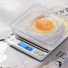 Dijital Hassas Mutfak-Kuyumcu-Sporcu Terazisi 3000 gr / 0.1 gr LCD Ekranlı Paslanmaz Çelik Yüzey