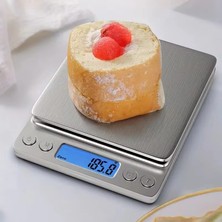Dijital Hassas Mutfak-Kuyumcu-Sporcu Terazisi 3000 gr / 0.1 gr LCD Ekranlı Paslanmaz Çelik Yüzey