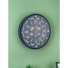 Black Tıme Çarklı Metal Duvar Saati 66CM