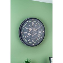 Black Tıme Çarklı Metal Duvar Saati 66CM
