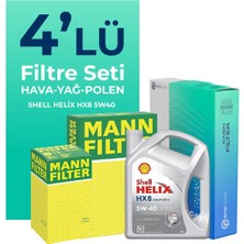 MANN Renault Clio 0.9 Benzin TCe Filtre Bakım Seti Shell Motor Yağlı (2014-2021) 4 Lü