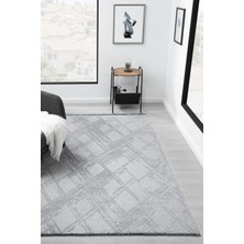 Bukle Gri Kaymaz Taban Makinede Yıkanabilir Kilim Balkon Mutfak Halısı Bk176 80 x 150