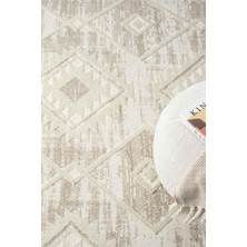 Ventura Beyaz Bej Multi Shaggy Yumuşak Post Peluş Salon Oturma Odası Halısı Vnt103 160 x 230