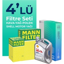 MANN Peugeot 207 1.6 Dizel 90 Beygir Filtre Bakım Seti Shell Motor Yağlı (2006-2013) 4 Lü