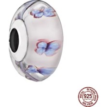 Lines Bijuteri Murano Cam Kelebek Desenli Charm