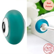 Lines Bijuteri 925 Ayar Mat Yeşil Murano Cam Charm