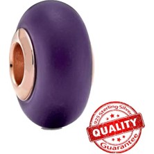 Lines Bijuteri 925 Ayar Mat Mor Murano Cam Charm