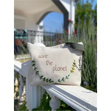 Handream Save Planet Nakış Yazılı Bez Omuz Çantası