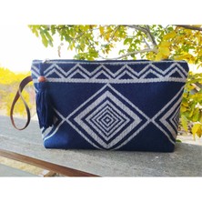 Lacivert Gri Bohem Clutch