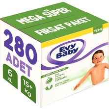 Evy Baby Bebek Bezi Beden:6 (15+kg) Ekstra Large 280 Adet Mega Süper Fırsat