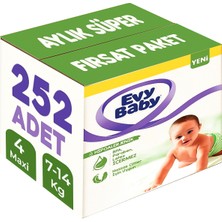 Evy Baby Bebek Bezi Beden:4 (7-14kg) Maxi 252 Adet Aylık Süper Fırsat