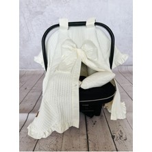 juniperus Fırfırlı Bebek Puset Örtüsü 2'li Ortopedik Bel Destekli Minder ile Nefes Alabilen Kumaş