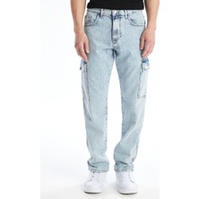 Erkek Yeni Sezon Kışlık Denim Kumaş Kargo Jean Pantolon Straight Fit 6 Cepli