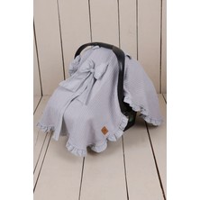 juniperus Fırfırlı Bebek Puset Örtüsü 2'li Ortopedik Bel Destekli Gri Nefes Alabilen Kumaş