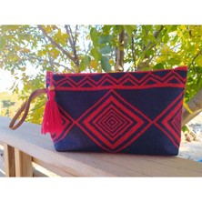 Lacivert Kırmızı Bohem Clutch