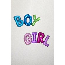 Pekshop Girl ve Boy Yazılı 2li Rengarenk Birleşik Folyo Seti Cinsiyet Partisi Balonları
