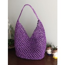 El Yapımı Şık Abiye Metalik Ip Örgü Çanta 15