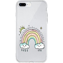 Zeyno Apple iPhone 7 Plus Uyumlu Gökkuşağı Desenli Silikon Kılıf