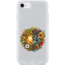 Zeyno Apple iPhone 8 Uyumlu Çiçekli Lamba Desenli Silikon Kılıf