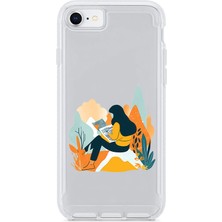 Zeyno Apple iPhone Se 2022 Uyumlu Kitap Okuyan Desenli Silikon Kılıf