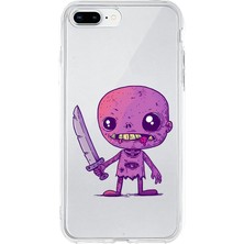 Zeyno Apple iPhone 7 Plus Uyumlu Mor Zombi Desenli Silikon Kılıf
