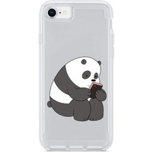 Zeyno Apple iPhone Se 2022 Uyumlu Telefonlu Panda Desenli Silikon Kılıf