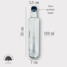 Can Meşe Rakı Şişesi 500 ml - Hava Geçirmez Kapak - 28CM x 7cm - 2,5cm Ağız Çapı