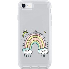 Zeyno Apple iPhone 7 Uyumlu Gökkuşağı Desenli Silikon Kılıf