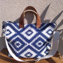 Lacivert Aztek Tote Bag