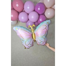 Pekshop Retro Kelebek Folyo Balon Büyük Boy Çok Renkli 55x80 cm Gold Detaylı Parti Malzemesi