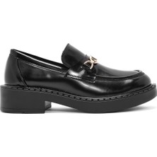 Derimod Kadın Siyah Toka Detaylı Maskülen Loafer 24WFE252322