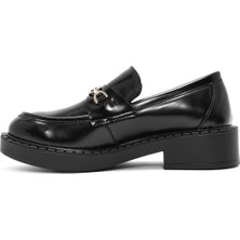 Derimod Kadın Siyah Toka Detaylı Maskülen Loafer 24WFE252322