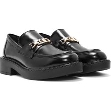 Derimod Kadın Siyah Toka Detaylı Maskülen Loafer 24WFE252322