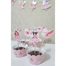 Pekshop Peri Kızı Tema Kürdan Süsleri Cupcake Süsleri Lüks Büyük Boy 10LU Paket