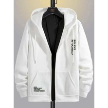 Amor Man Büyük Beden Özel Tasarım Kapüşonlu Tam Fermuarlı Yourself Baskılı Oversize Battal Erkek Sweatshırt