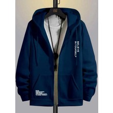 Amor Man Büyük Beden Özel Tasarım Kapüşonlu Tam Fermuarlı Yourself Baskılı Oversize Erkek Sweatshırt