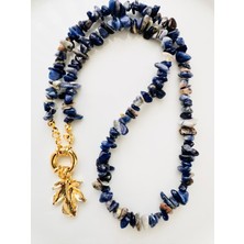 Devi Fashion Yaprak Uçlu Lapis Lazuli Doğal Taş Kolye