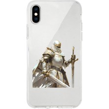 Zeyno Apple iPhone X/xs Max Uyumlu Beyaz Pelerinli Savaşçı Desenli Silikon Kılıf