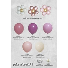 Pekshop Retro Renkler Papatya Balonlu Balon Zinciri Papatya Konsept Retro Doğum Günü Balonları
