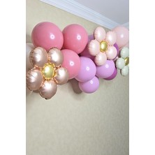 Pekshop Retro Renkler Papatya Balonlu Balon Zinciri Papatya Konsept Retro Doğum Günü Balonları